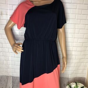 Elegant Black and Coral Women's Dress